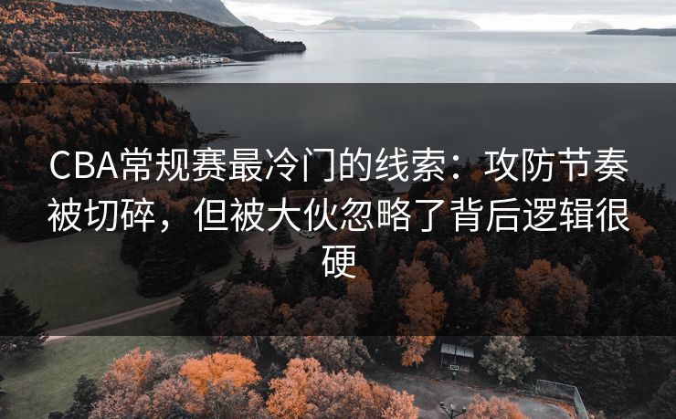 CBA常规赛最冷门的线索:攻防节奏被切碎,但被大伙忽略了背后逻辑很硬 CBA常规赛最冷门的线索:攻防节奏被切碎,但被大伙忽略了背后逻辑很硬