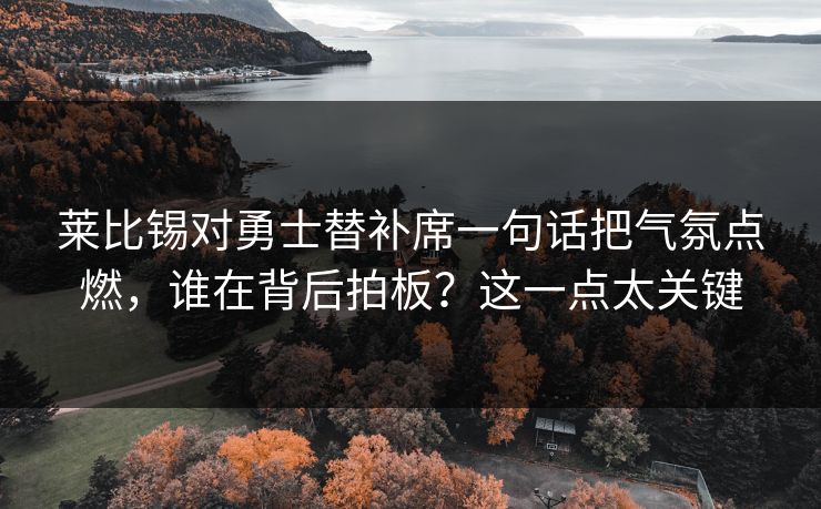 莱比锡对勇士替补席一句话把气氛点燃，谁在背后拍板？这一点太关键