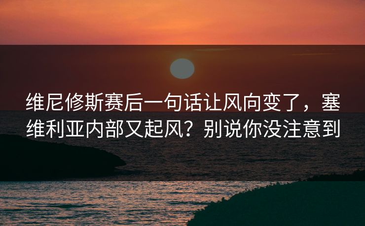 维尼修斯赛后一句话让风向变了,塞维利亚内部又起风?别说你没注意到 维尼修斯赛后一句话让风向变了,塞维利亚内部又起风?别说你没注意到